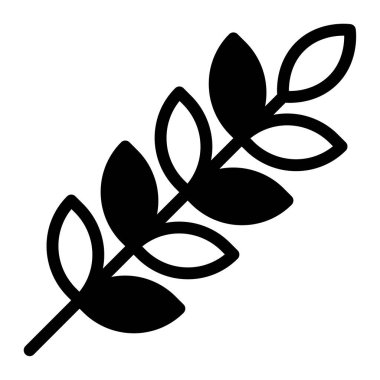 Branch with Leaves Icon, Simple Illustration Isolated on White Background 