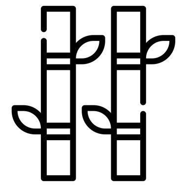 Basit tasarımda yeşil yapraklı bambu sapları