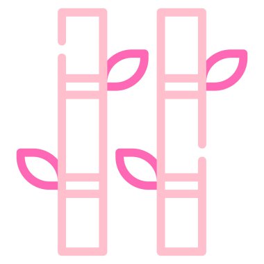 Dekoratif düzende pembe yapraklı bambu sapları