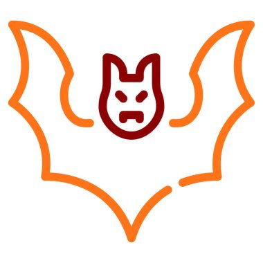 Kızgın yüzü ve kanatları olan biçimlendirilmiş yarasa simgesi