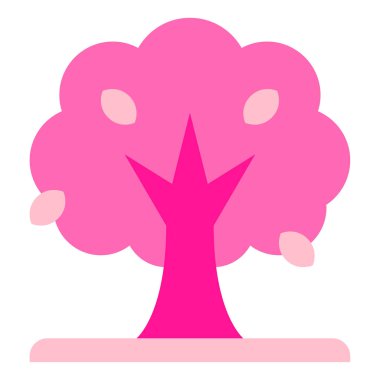 Yaprakları ve basit tasarımı olan Pembe Çiçek Ağacı