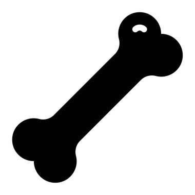 Beyaz arka planda köpek kemiğinin siyah silüeti