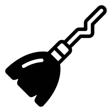 Süpürge saplı siyah beyaz çizim