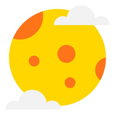 Dolunay kabarık beyaz bulutlarla çevrili.