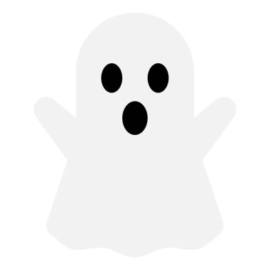 Siyah gözlü ve ağzı olan basit bir hayalet figürü.
