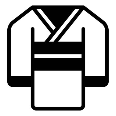 Geleneksel Japon Kimonosu 'nun siyah beyaz çizimi