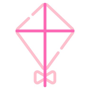 Yaylı ve çapraz şekilli basit pembe uçurtma tasarımı