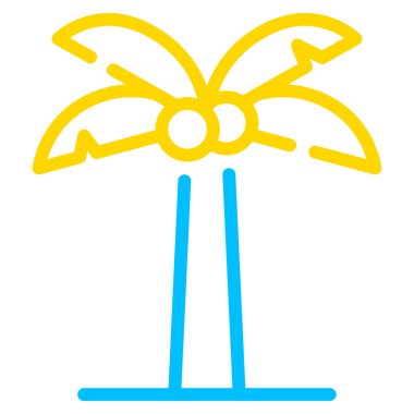 Parlak sarı ve mavi yapraklı renkli palmiye ağacı