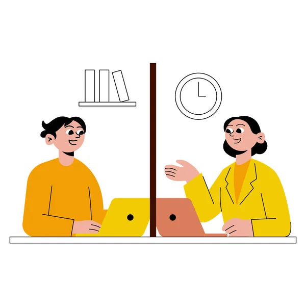 Ofis Bölümü Karşısında İletişim Kuran İki İş Arkadaşı