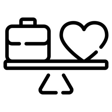 Çanta ve kalp simgeleri. iş-yaşam dengesi kavramı. vektör çizimi tasarımı