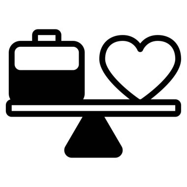 Çanta ve kalp simgeleri. iş-yaşam dengesi kavramı. vektör çizimi tasarımı