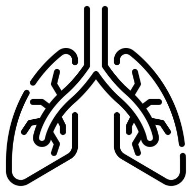 Akciğer ikonu ana hat vektörü. Solunum Sağlığı İllüstrasyonu