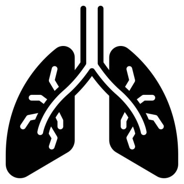 Akciğer ikonu ana hat vektörü. Solunum Sağlığı İllüstrasyonu