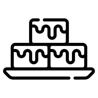 Brownie kek ikonu vektör illüstrasyonu