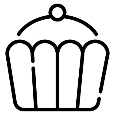 Tatlı kek ikonu, Cupcake vektör illüstrasyonu