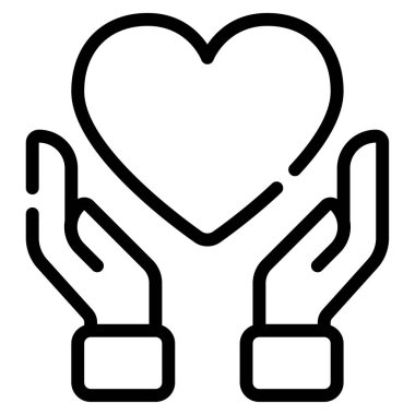 Kalp ikonu tutan eller, Barış vektörü çizimi tasarımı