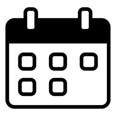Takvim web simgesi, beyaz arkaplanda izole edilmiş basit illüstrasyon