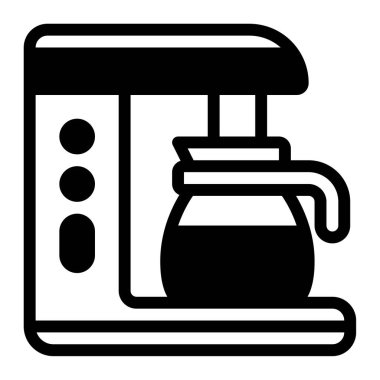 Kahve makinesi web simgesi, beyaz arkaplanda izole edilmiş basit bir illüstrasyon