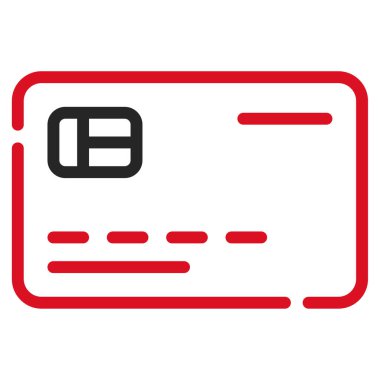 Kredi kartı web simgesi, beyaz arkaplanda izole edilmiş basit illüstrasyon