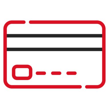 Banka kartı simgesi, beyaz arkaplanda izole edilmiş basit illüstrasyon