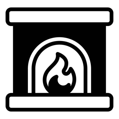 Şömine Ağı simgesi, beyaz arkaplanda izole edilmiş basit illüstrasyon