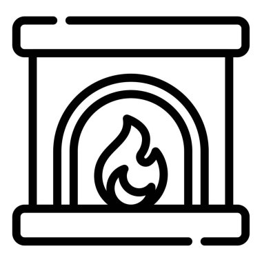 Şömine Ağı simgesi, beyaz arkaplanda izole edilmiş basit illüstrasyon