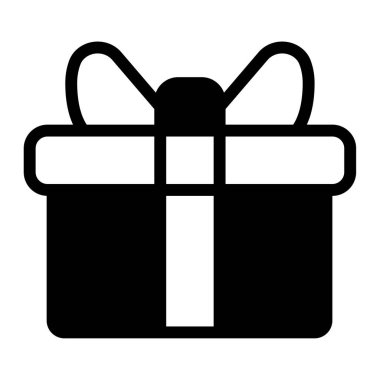 Hediye Kutusu web simgesi, beyaz arkaplanda izole edilmiş basit bir illüstrasyon