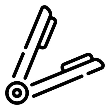 Saç Düzleştirici Web Simgesi, Beyaz Arkaplanda İzole Edilmiş Basit İllüstrasyon