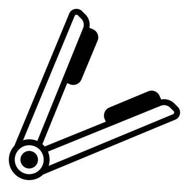 Saç Düzleştirici Web Simgesi, Beyaz Arkaplanda İzole Edilmiş Basit İllüstrasyon