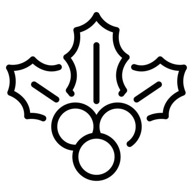 Holly Leaf web simgesi, beyaz arkaplanda izole edilmiş basit bir illüstrasyon