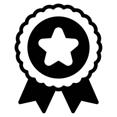 Yıldız rozet web simgesi, beyaz arkaplanda izole edilmiş basit bir illüstrasyon