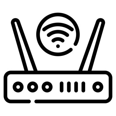 Wi-fi yönlendirici ağ simgesi, beyaz arkaplanda izole edilmiş basit illüstrasyon