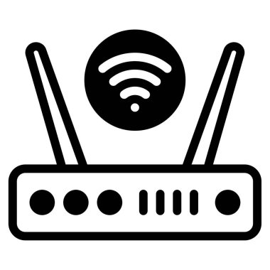 Wi-fi yönlendirici ağ simgesi, beyaz arkaplanda izole edilmiş basit illüstrasyon