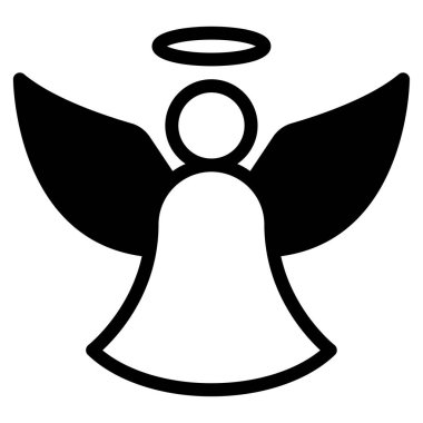 Melek web simgesi, beyaz arkaplanda izole edilmiş basit bir illüstrasyon