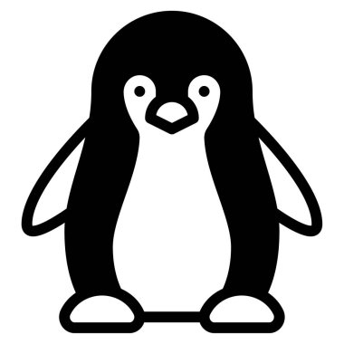 Penguen web simgesi, beyaz arkaplanda izole edilmiş basit bir illüstrasyon
