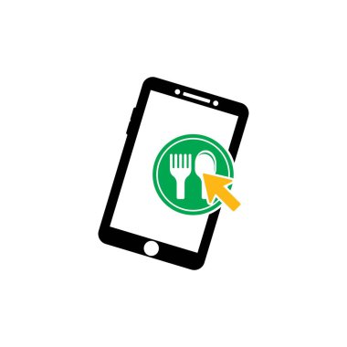 Yemek logosu ikon gibi. Çatal ve kaşık çemberin içinde. Yemek konsepti. Düz çizgi vektör illüstrasyonu.