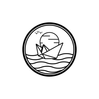 Kağıt tekne sembolü logo simgesi, illüstrasyon tasarımı