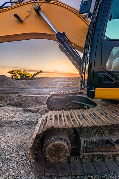 Moving rock and sand in a construction site