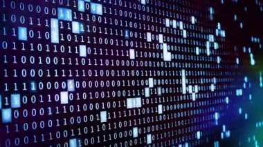 Soyut İkili Kod Dijital Veri, Siber Güvenlik Veri Şifreleme Arkaplanı.