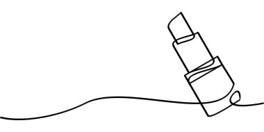 Continuous line drawing of a lipstick symbol. Abstract line art illustration.
