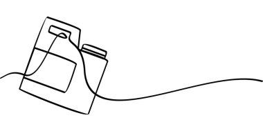 Deterjan sembolünün sürekli çizimi. Soyut sanat eseri deterjan şişesi çizimi.