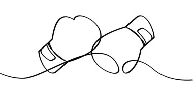 Boks eldiveni sembolünün aralıksız çizimleri. Soyut çizgi çizimi.