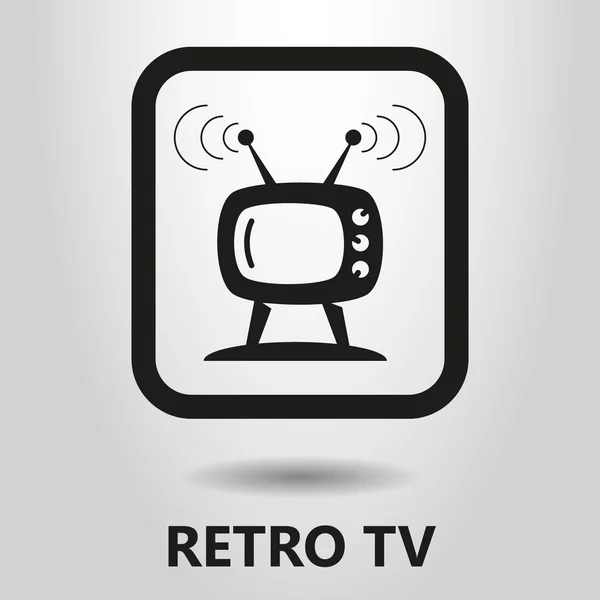 Logotipo preto e branco com TV retro —  Vetores de Stock