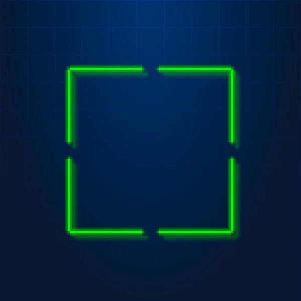 緑のLedライトスクエアコーナーフレームのカラフルなシンプルなベクトルピクセルアートイラスト — ストックベクタ