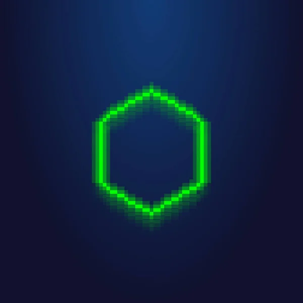 Colorful Simple Vector Pixel Art Illustration Green Led Light Hexagon — Stock Vector