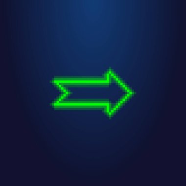 Renkli basit vektör pikseli resim çizimi yeşil öncü ışık sağ ok