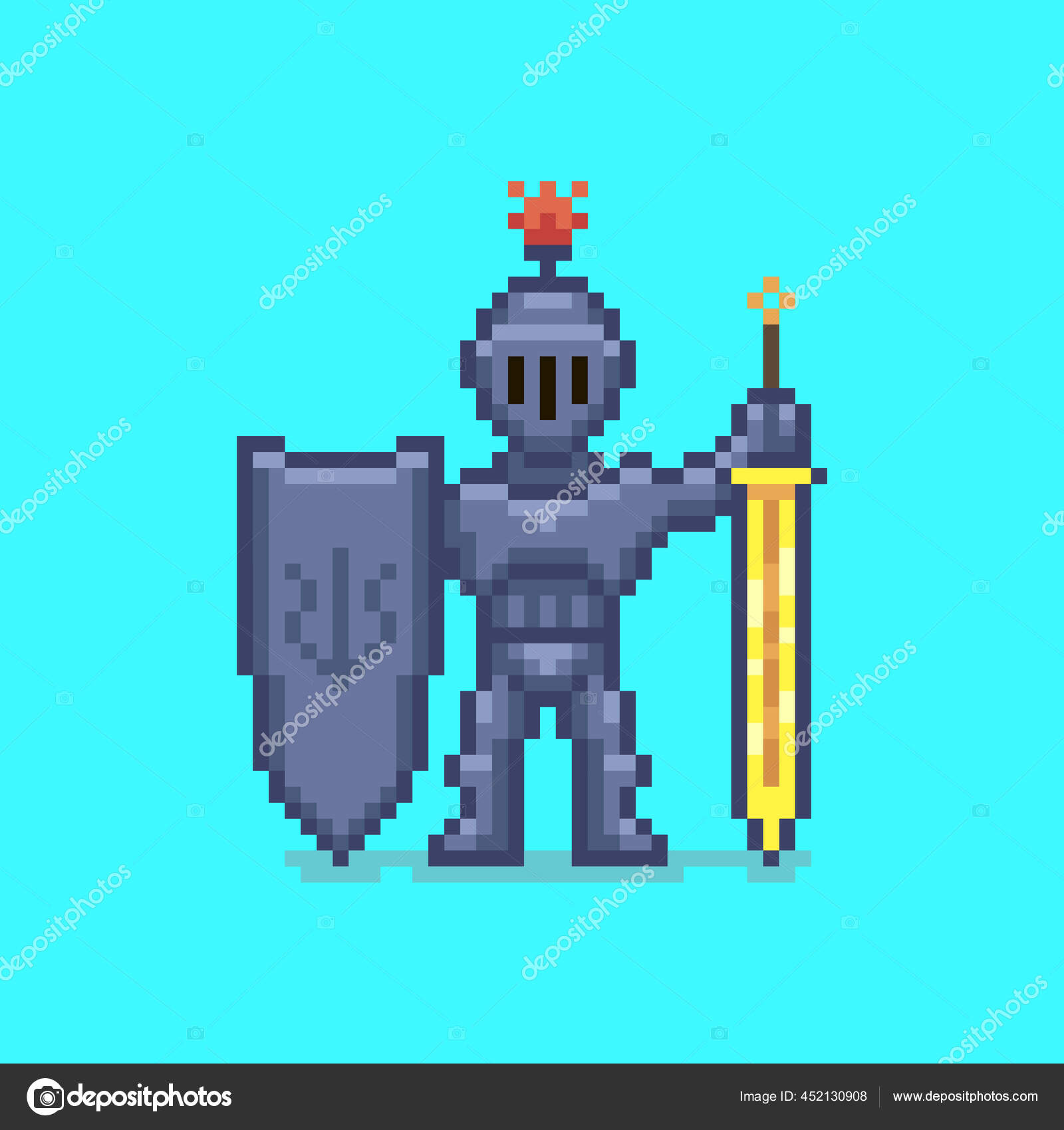 Vetores de Personagem De Cavaleiro De Jogo Pixel Paisagem Natural Pixelada  Com Escudo De Tenção De Guerreiro E Espada e mais imagens de Arte pixel -  iStock