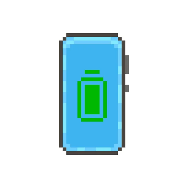 Ilustração Arte Pixel Plano Simples Colorido Smartphone Moderno Com Ícone — Vetor de Stock