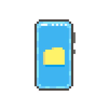 renkli basit düz pikselli resim çizimi modern akıllı telefonun ekranda dosyaları olan bir klasörü