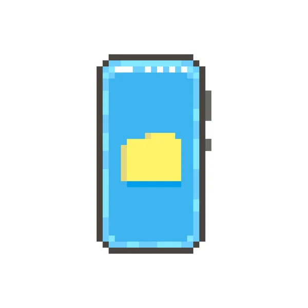 Ilustração Arte Pixel Plano Simples Colorido Smartphone Moderno Com Pasta — Vetor de Stock